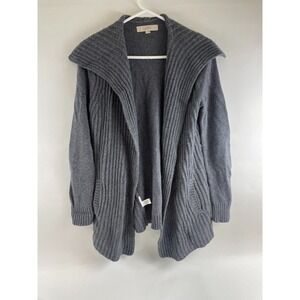 Ann Taylor Loft Sweater Women's Size Small Gray Open Cardigan Shawl Collar Knit